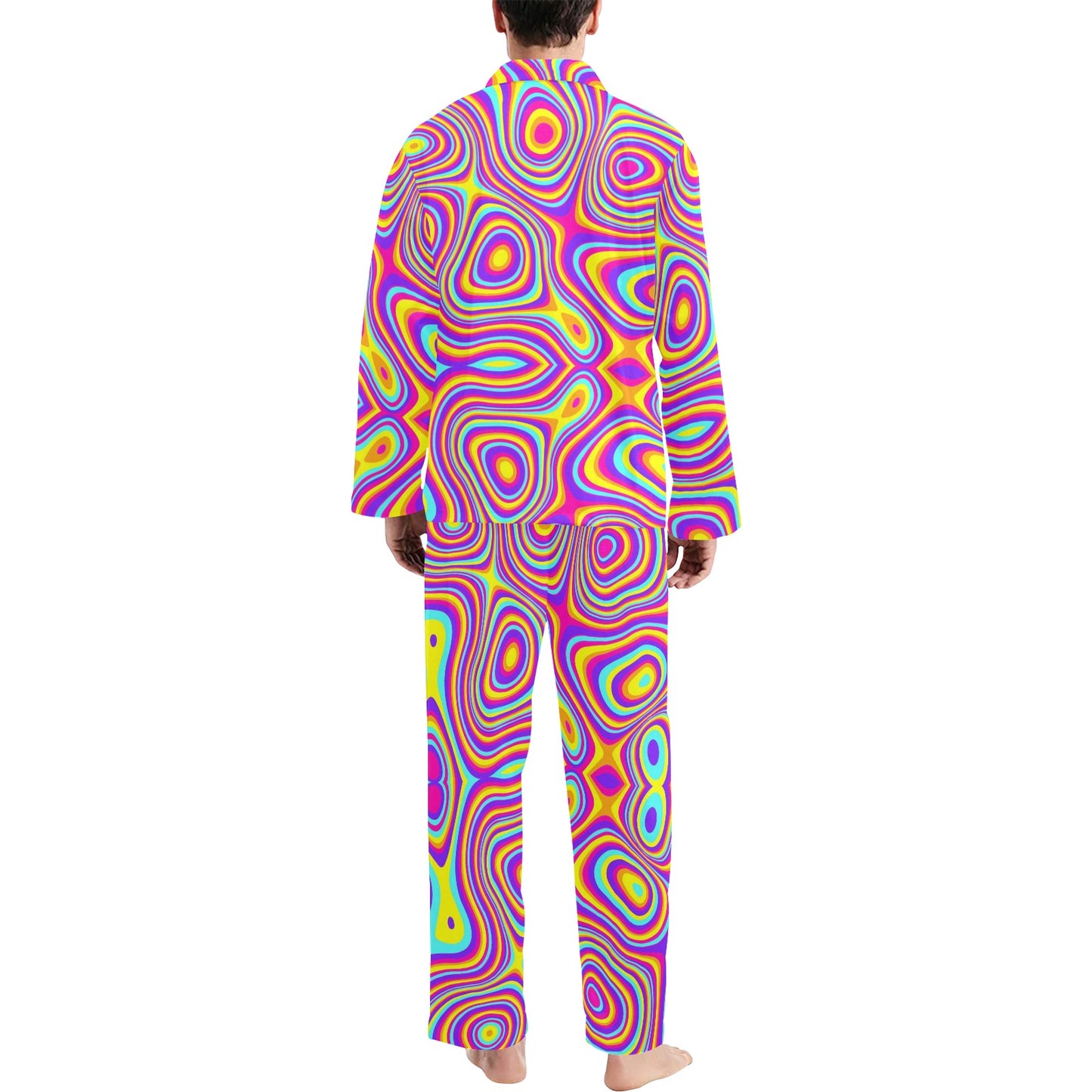 Liquid Pattern Print Design 06 Men's Long Pajama Set