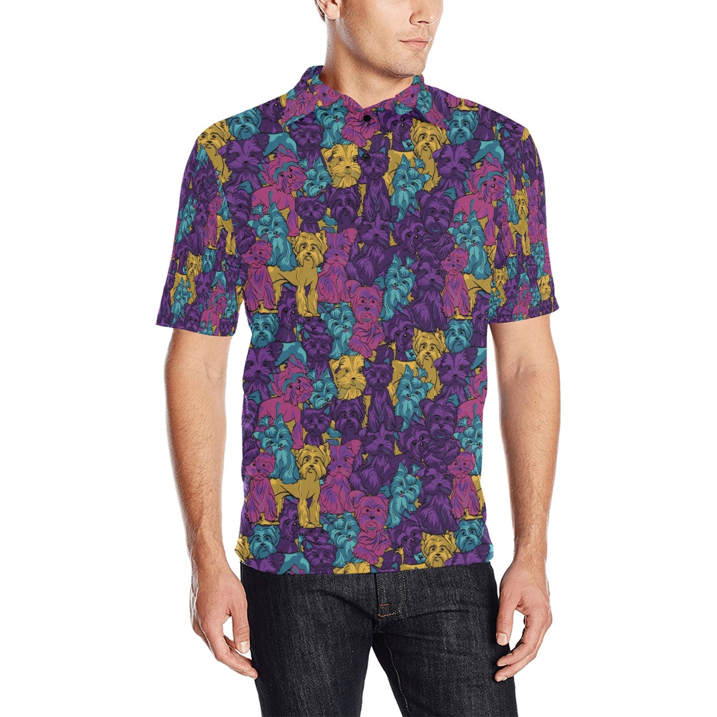 Yorkshire Terriers Print Design LKS3010 Men Polo Shirt