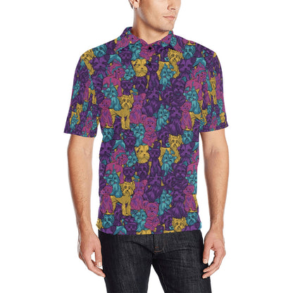 Yorkshire Terriers Print Design LKS3010 Men Polo Shirt