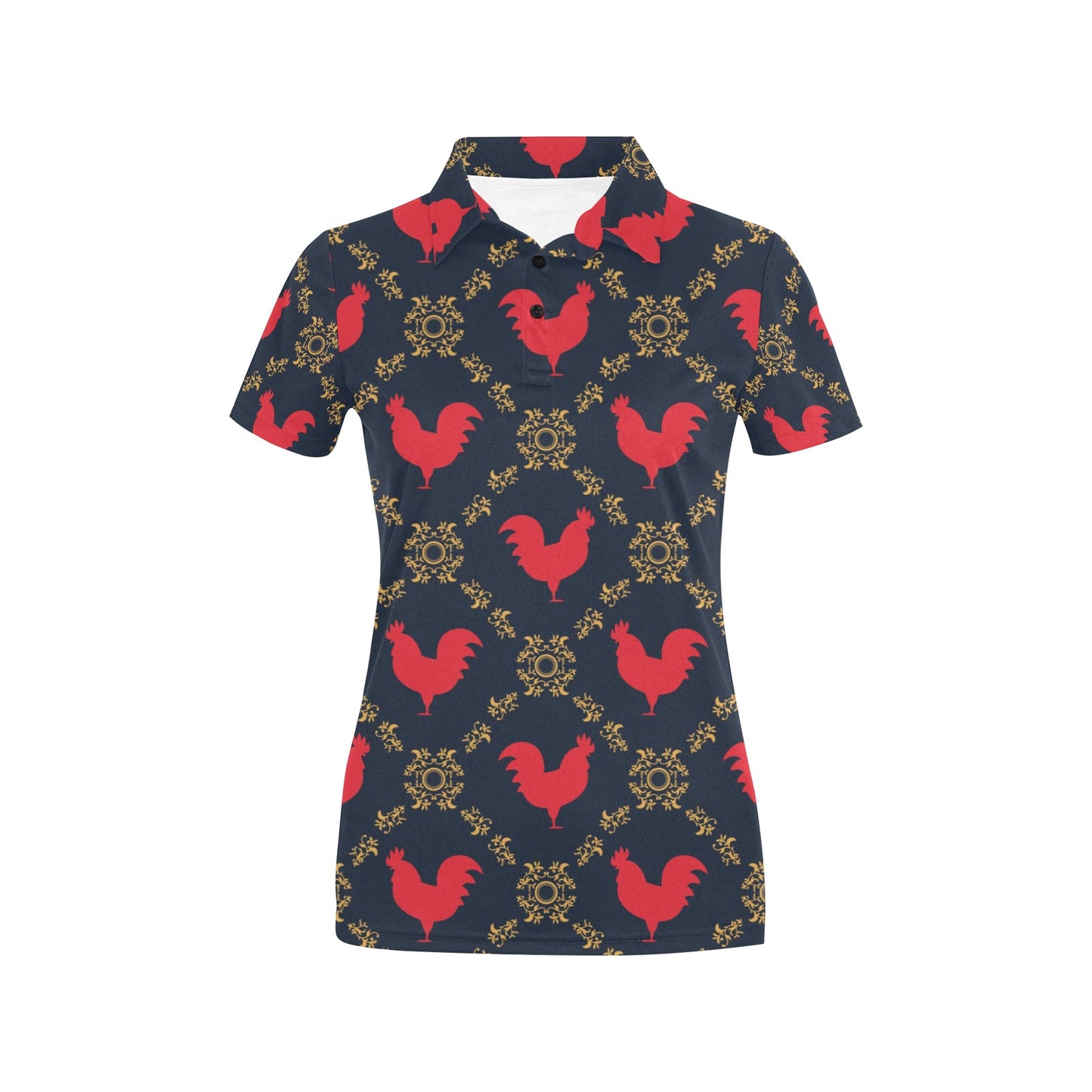 Rooster Pattern Print Design A02 Women's Polo Shirt