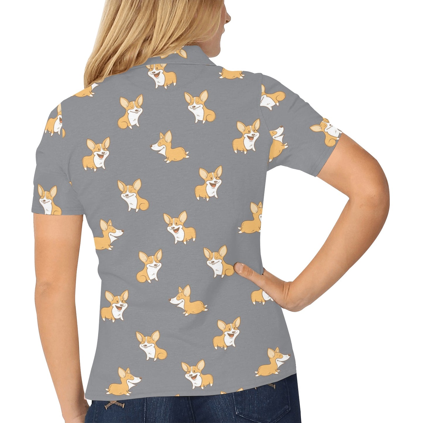 Pembroke Welsh Corgis Pattern Print Design A02 Women's Polo Shirt
