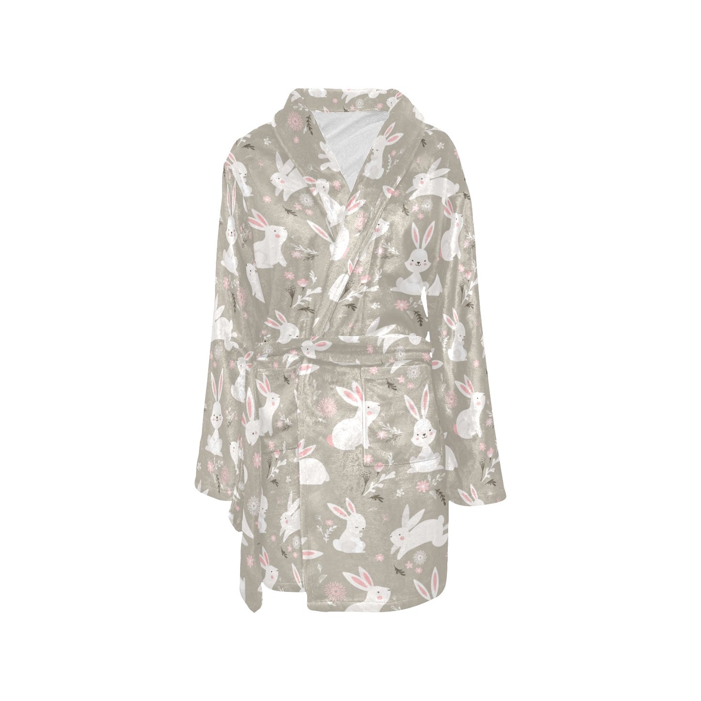 Rabbit Pattern Print Design RB03 Women's Fleece Robe