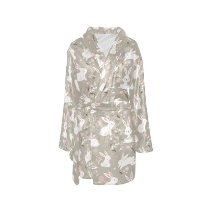 Rabbit Pattern Print Design RB03 Women's Fleece Robe