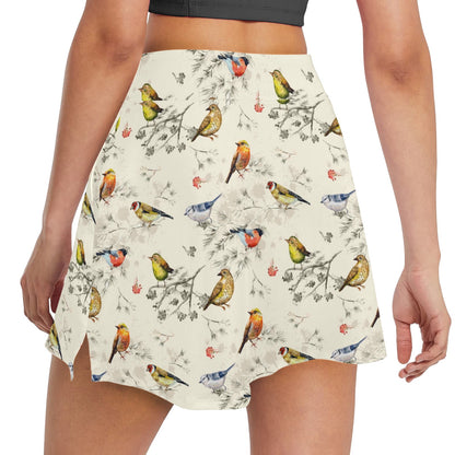 Bird Watercolor Design Pattern 17" Golf & Pickleball Skort with Pockets