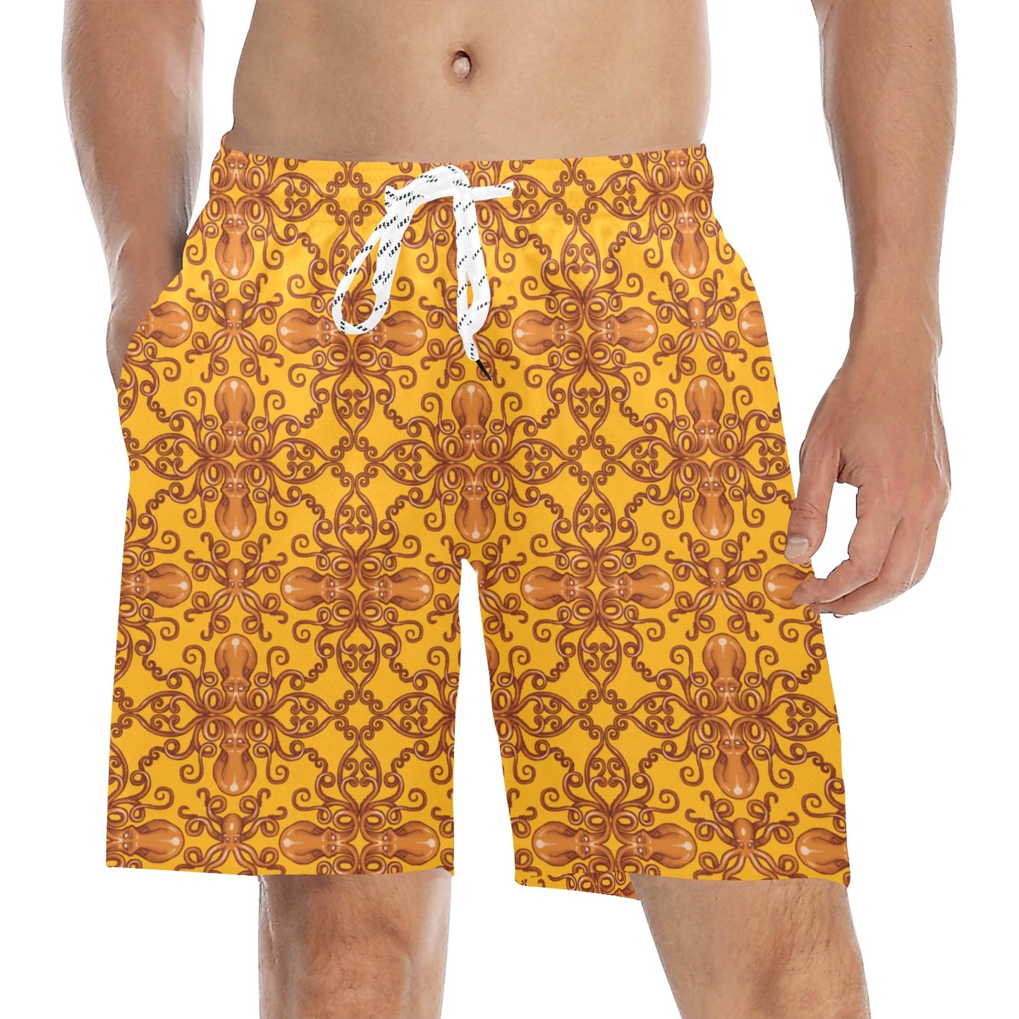 Octopus Background Design Print Men's Swim Trunks Beach Shorts