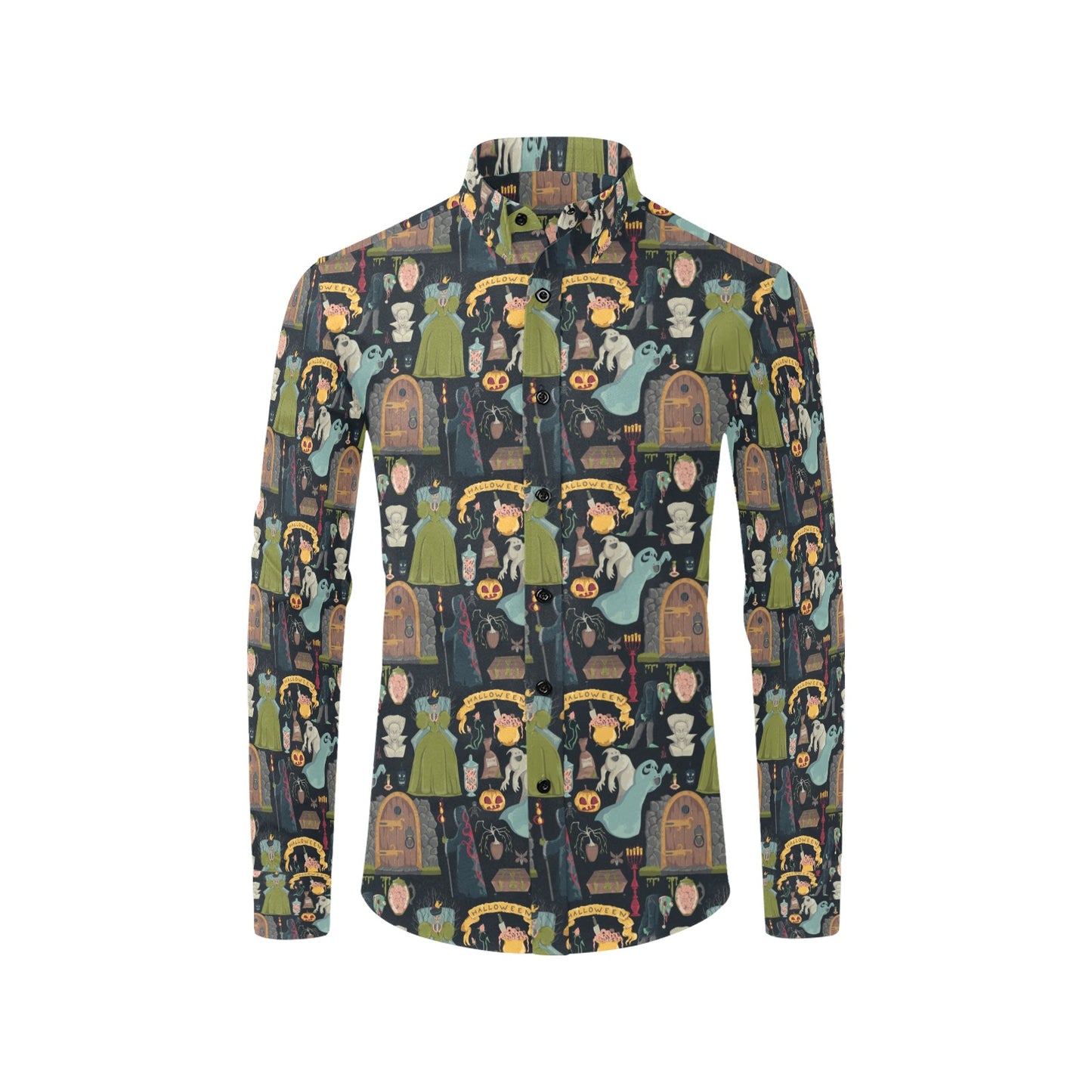Creepy Halloween Print Design LKS304 Men's Long Sleeve Dress Shirt