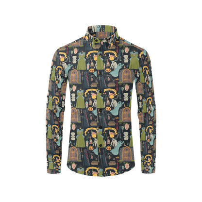 Creepy Halloween Print Design LKS304 Men's Long Sleeve Dress Shirt