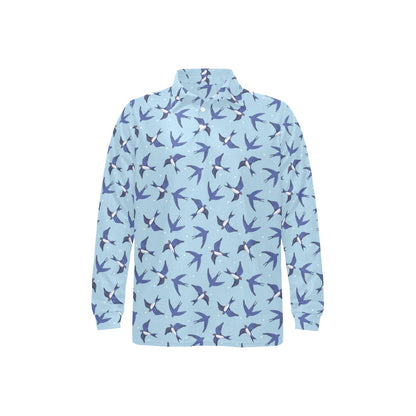 Swallow Bird Pattern Print Design 06 Long Sleeve Polo Shirt For Men's