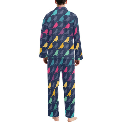 Birds Pattern Print Design 01 Men's Long Pajama Set