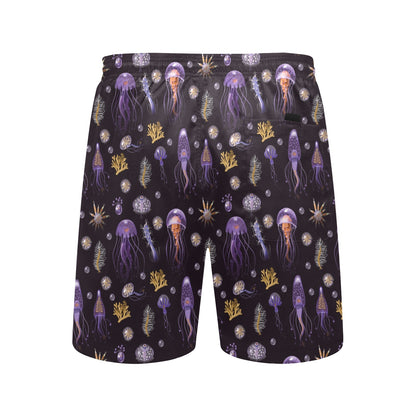Seaweed With Jelly Fish Print Design LKS305 Men's Swim Trunks Beach Shorts