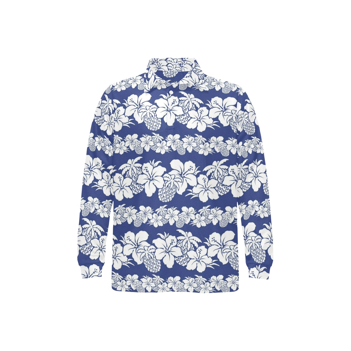 Hawaiian Themed Pattern Print Design H07 Long Sleeve Polo Shirt For Men's