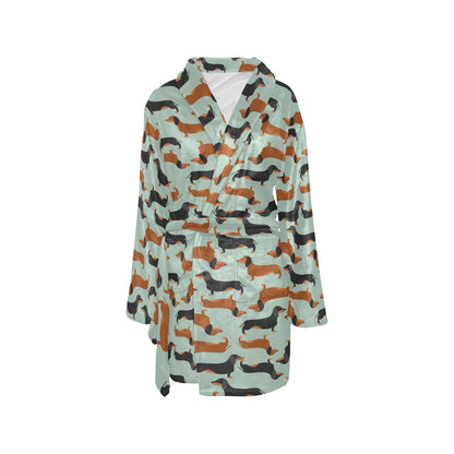 Dachshund Cute Print Pattern Women's Fleece Robe