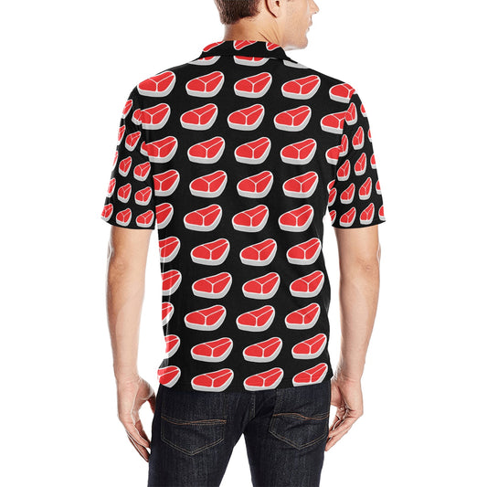 Steak Print Design LKS303 Men Polo Shirt