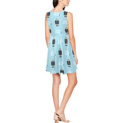 Eskimo Pattern Print Design 03 Sleeveless Dress