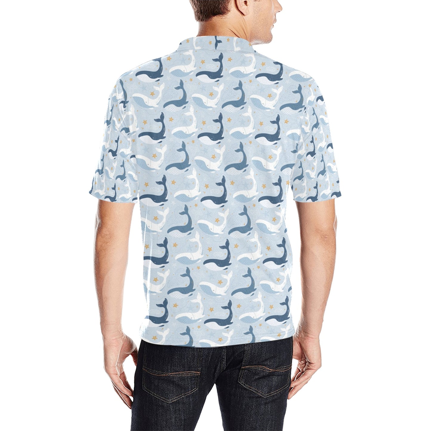 Whale Print Design LKS305 Men Polo Shirt