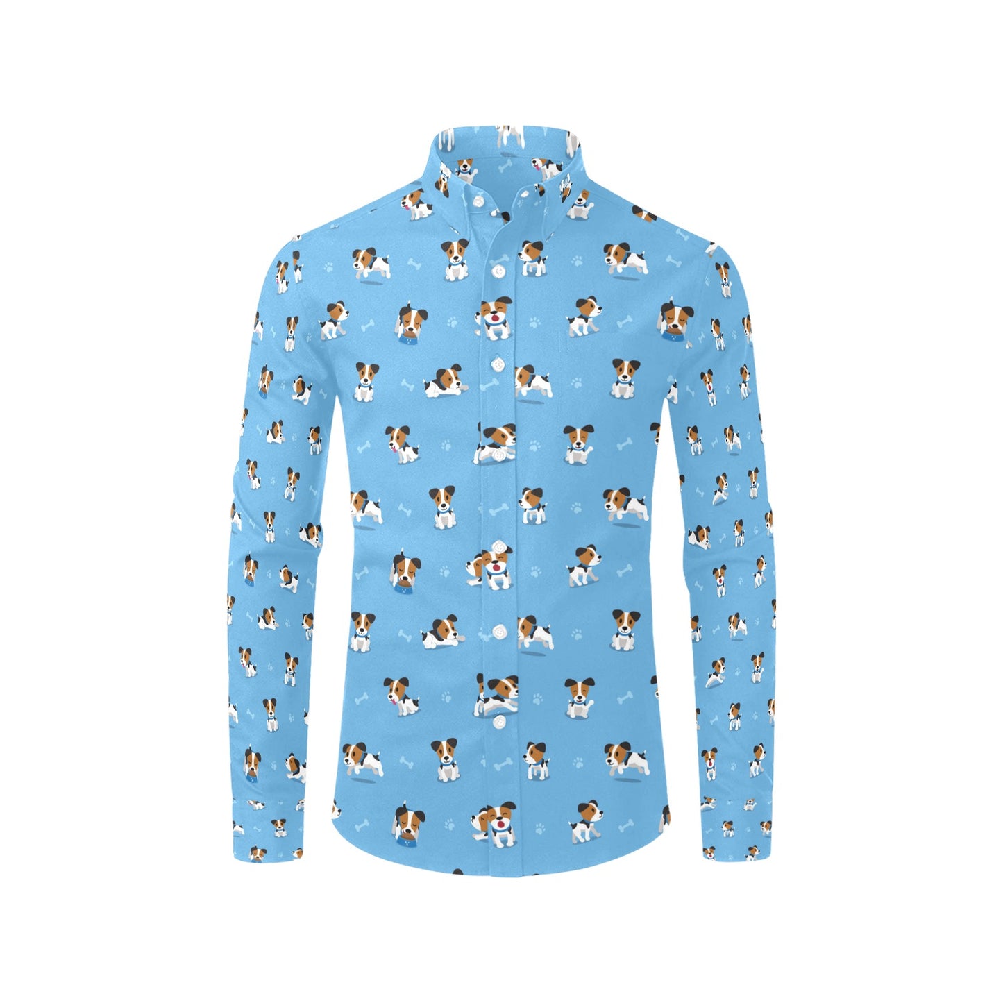 Russell Terriers Print Design LKS3010 Men's Long Sleeve Dress Shirt