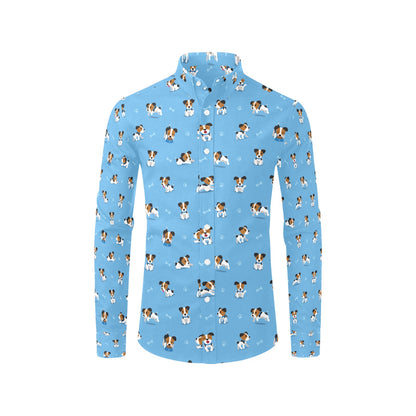 Russell Terriers Print Design LKS3010 Men's Long Sleeve Dress Shirt