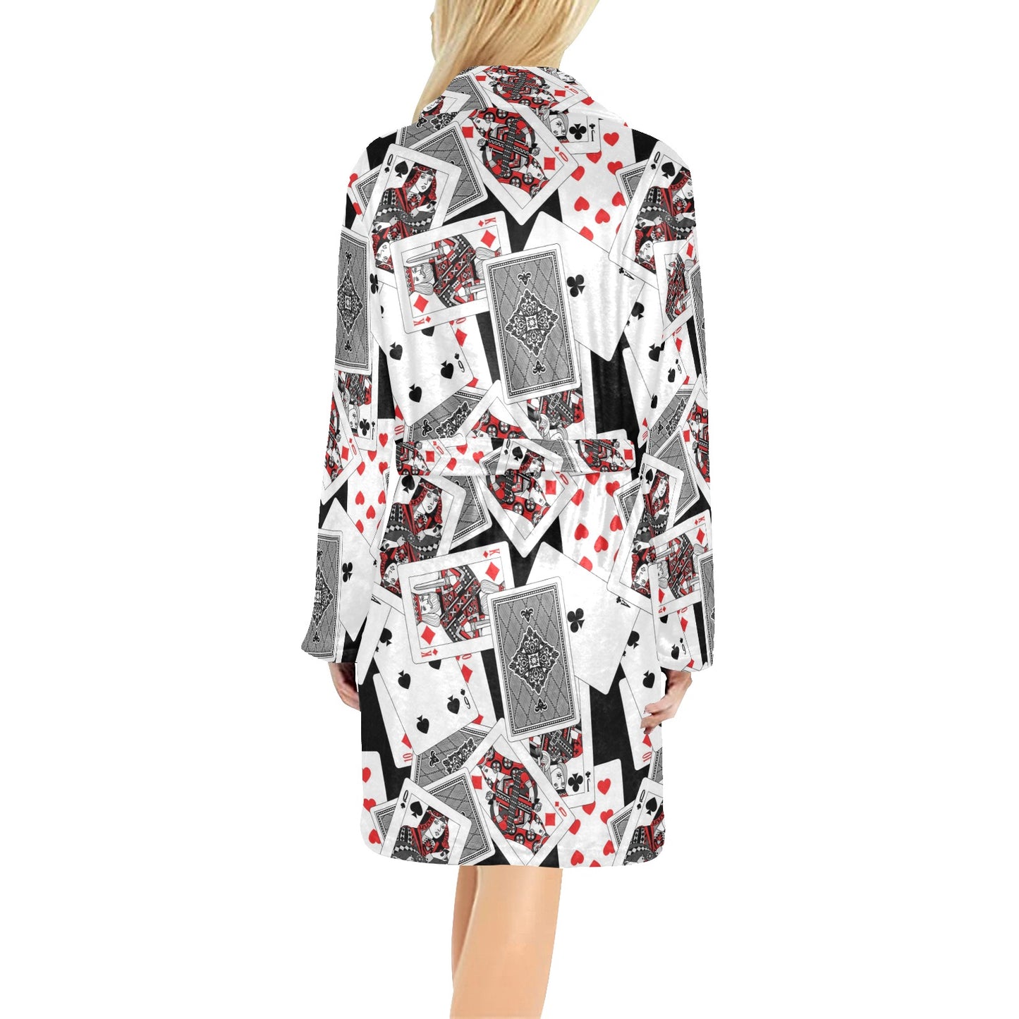 Poker Cards Pattern Print Design A04 Women's Fleece Robe
