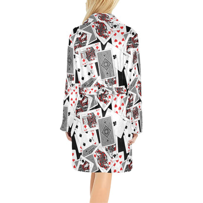 Poker Cards Pattern Print Design A04 Women's Fleece Robe