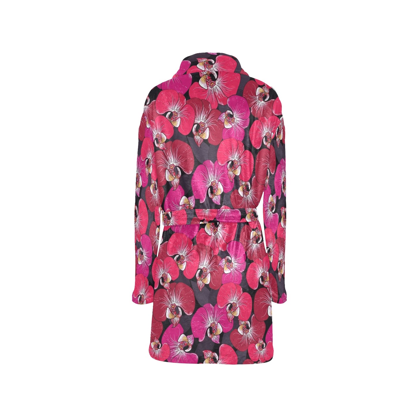 Orchid Red Pattern Print Design OR05 Women's Fleece Robe