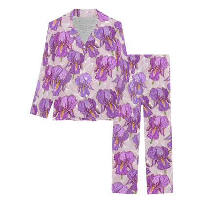Iris Pattern Print Design IR05 Women's Long Pajama Set
