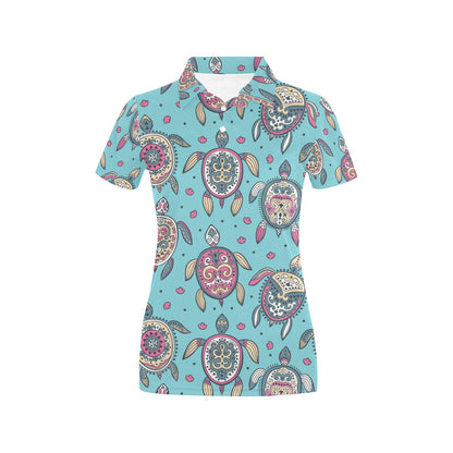 Sea Turtle Art Pattern Women's Polo Shirt