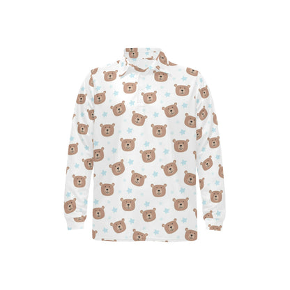 Bear Pattern Print Design BE02 Long Sleeve Polo Shirt For Men's