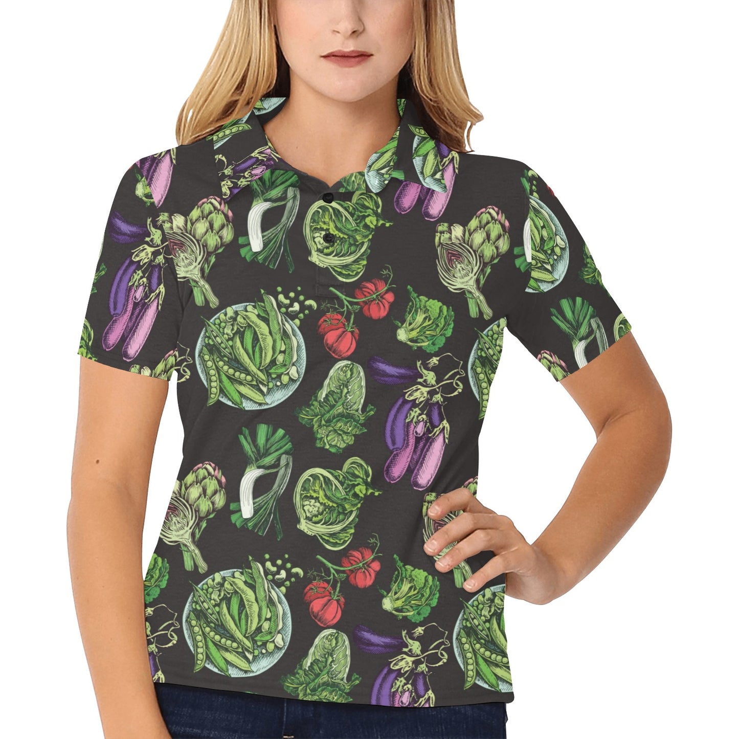 Lettuce Pattern Print Design 01 Women's Polo Shirt