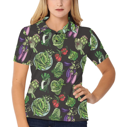 Lettuce Pattern Print Design 01 Women's Polo Shirt