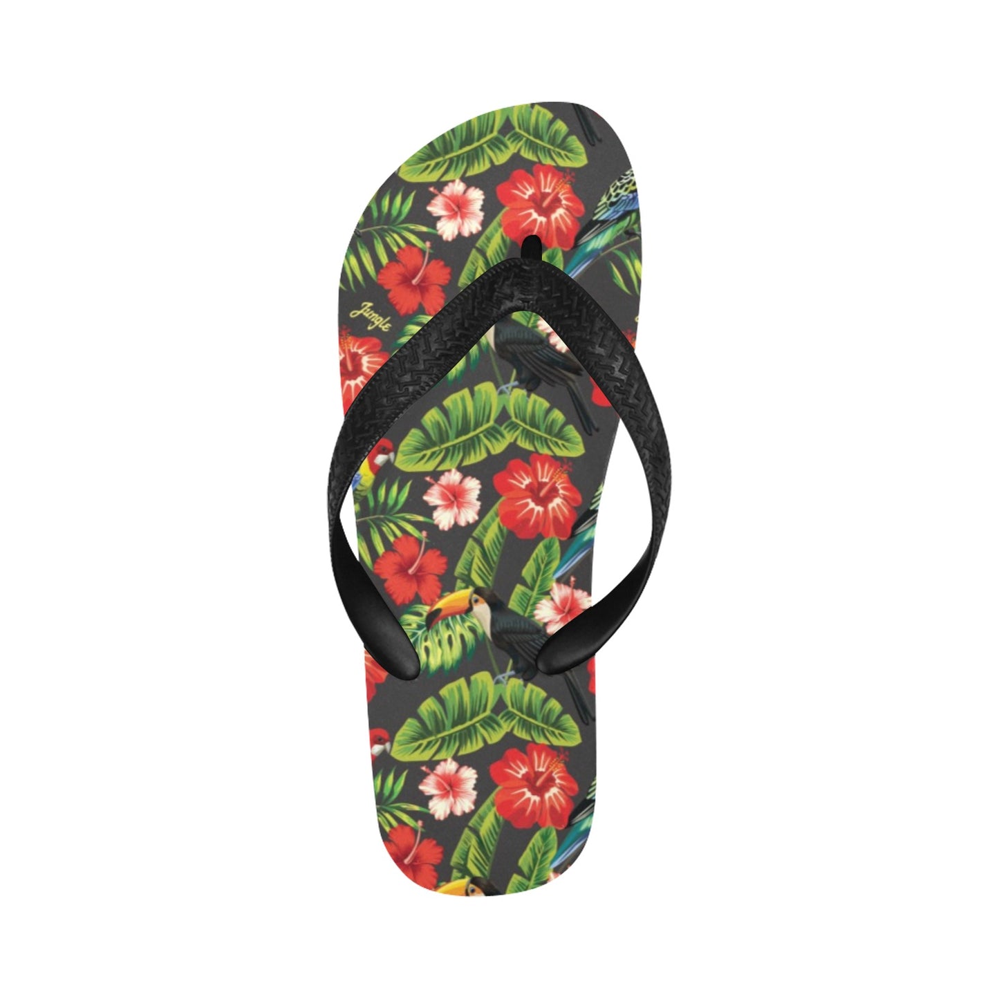 Hibiscus Red With Parrotprint Design LKS303 Flip Flops