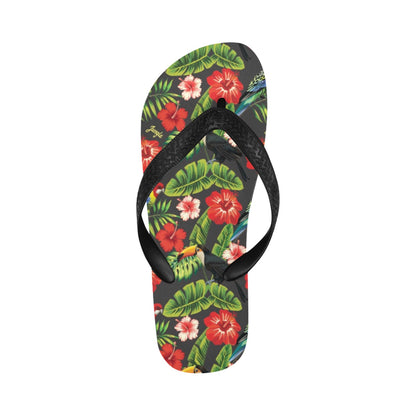 Hibiscus Red With Parrotprint Design LKS303 Flip Flops