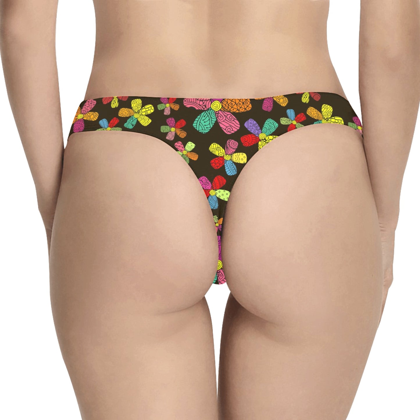 Flower Power Colorful Print Pattern Women's Thongs