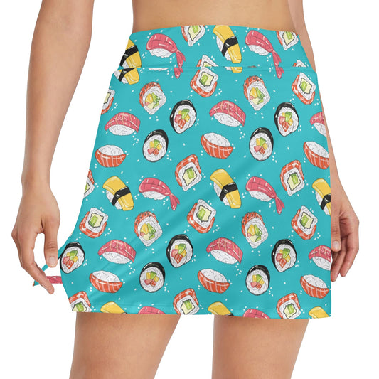 Sushi Print Design LKS305 17" Golf & Pickleball Skort with Pockets