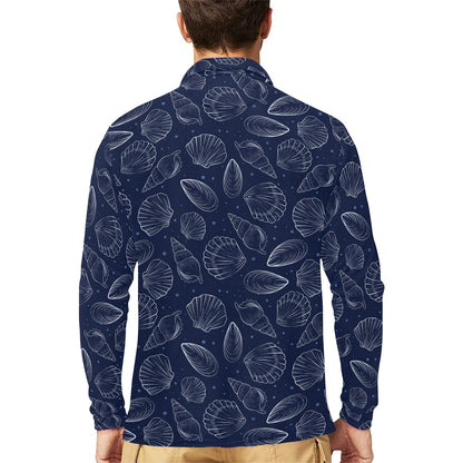 Seashell Print Design LKS3011 Long Sleeve Polo Shirt For Men's