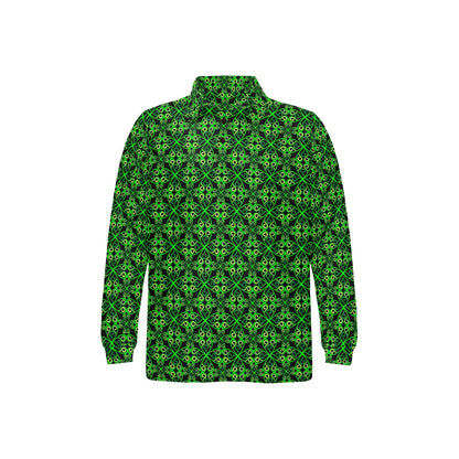 Celtic Green Neon Design Long Sleeve Polo Shirt For Men's