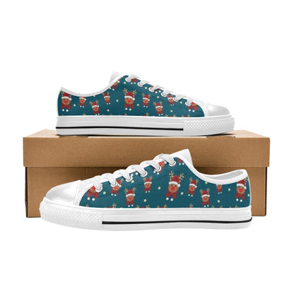 Reindeer Print Design LKS406 Women's White Low Top Shoes