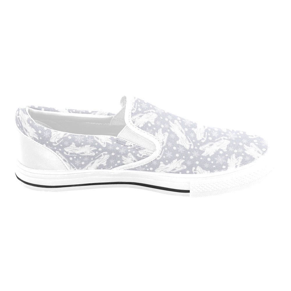 Snowmobile Print Design LKS302 White Slip Ons Canvas Women's Shoes