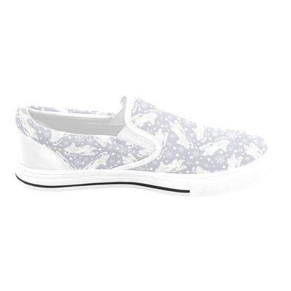 Snowmobile Print Design LKS302 White Slip Ons Canvas Women's Shoes