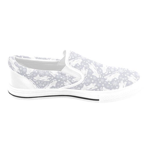 Snowmobile Print Design LKS302 White Slip Ons Canvas Women's Shoes