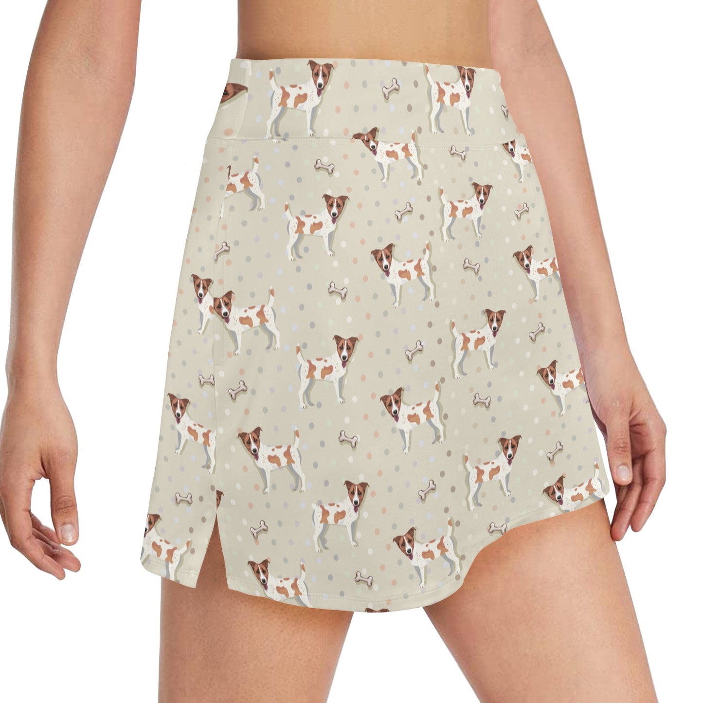Russell Terriers With Bone Print Design LKS302 Women's Golf Skirt with Pocket