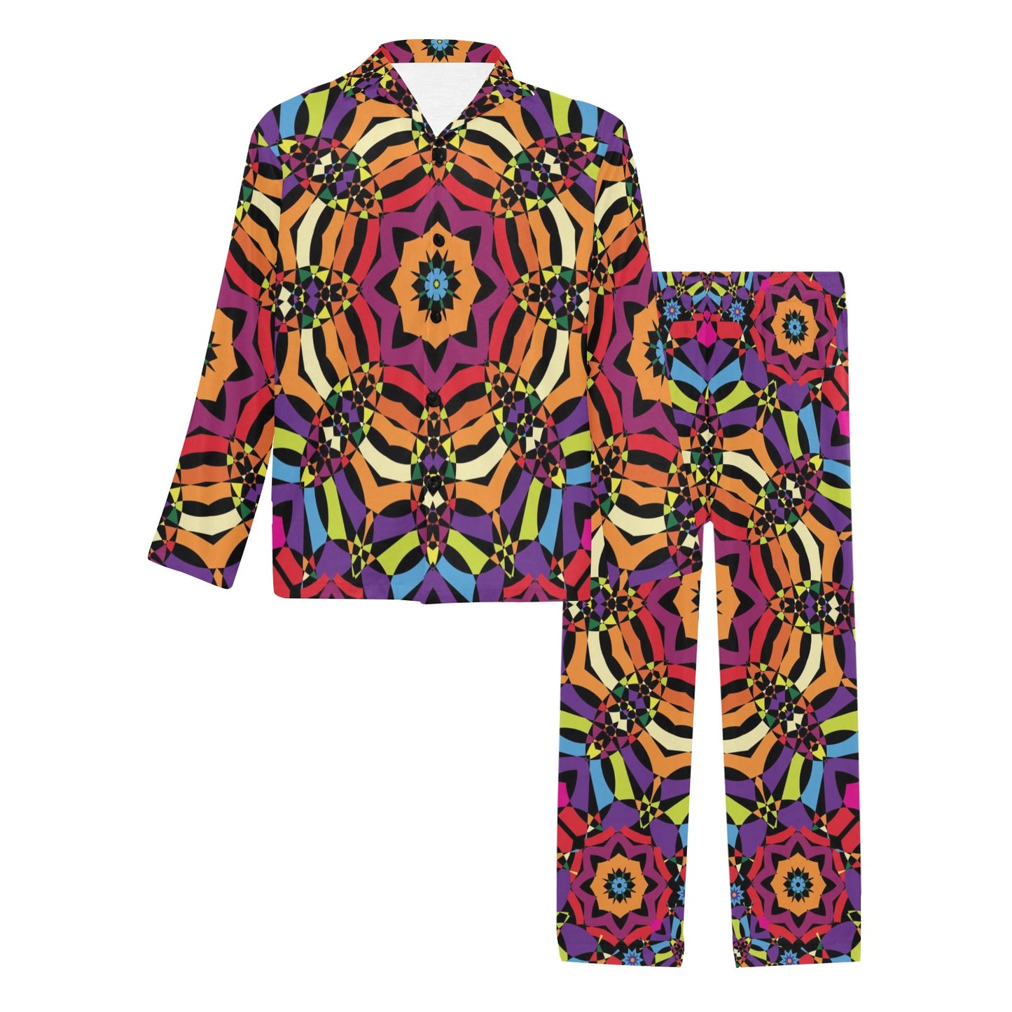Kaleidoscope Pattern Print Design 01 Men's Long Pajama Set