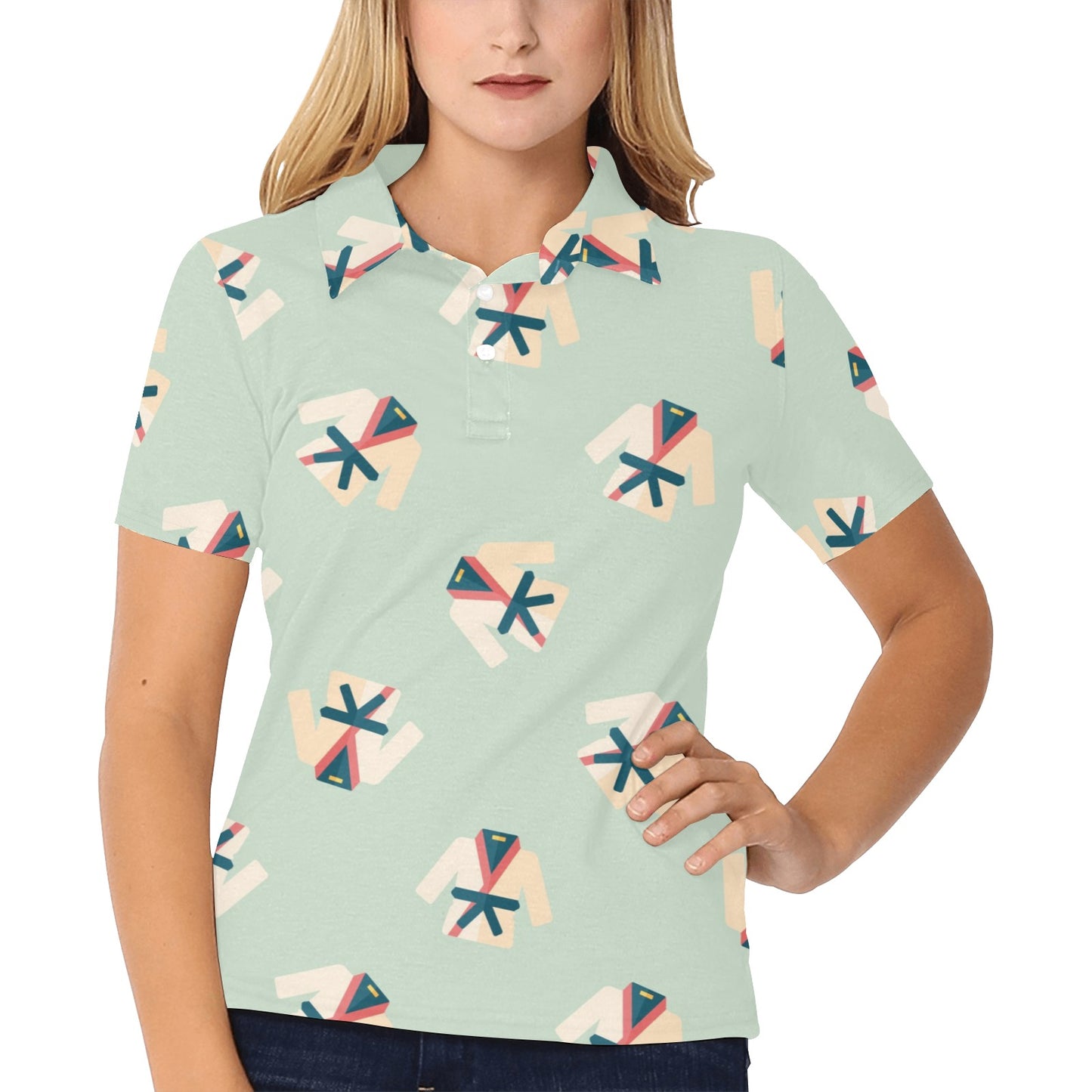 Karate Pattern Print Design 02 Women's Polo Shirt