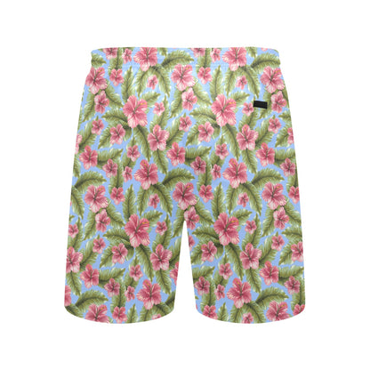 Tropical Flower Print Design LKS301 Men's Swim Trunks Beach Shorts