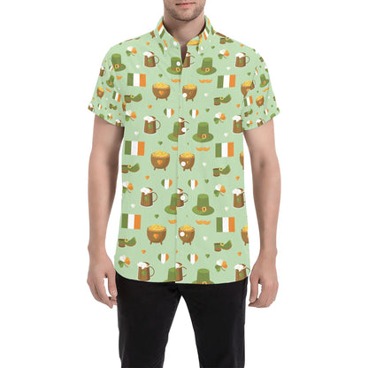 St Patricks Day Print Design LKS302 Men Short Sleeve Button Up Shirt