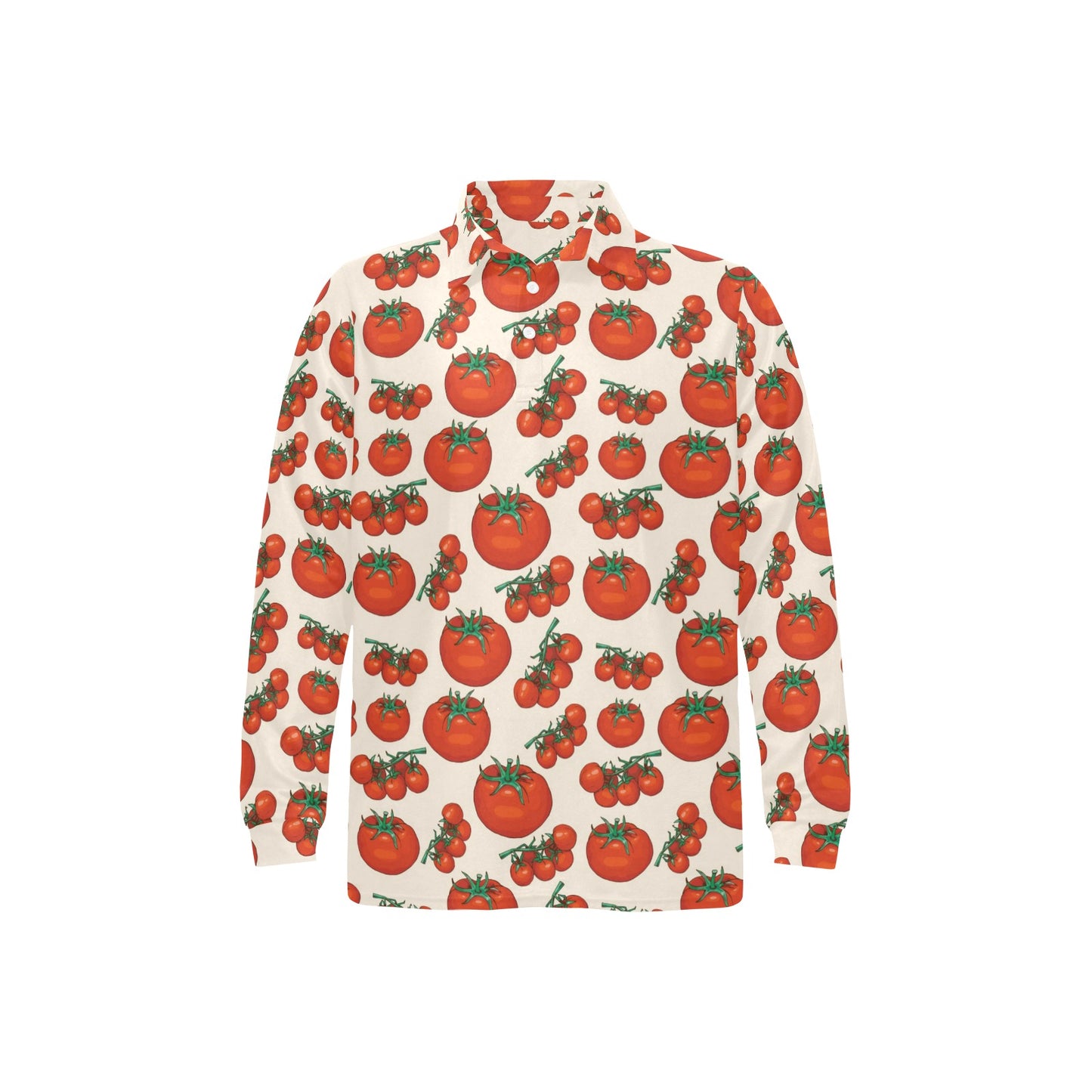Tomato Print Design LKS302 Long Sleeve Polo Shirt For Men's