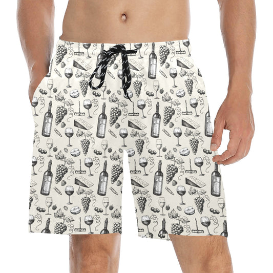Wine Themed Print Design LKS306 Men's Swim Trunks Beach Shorts