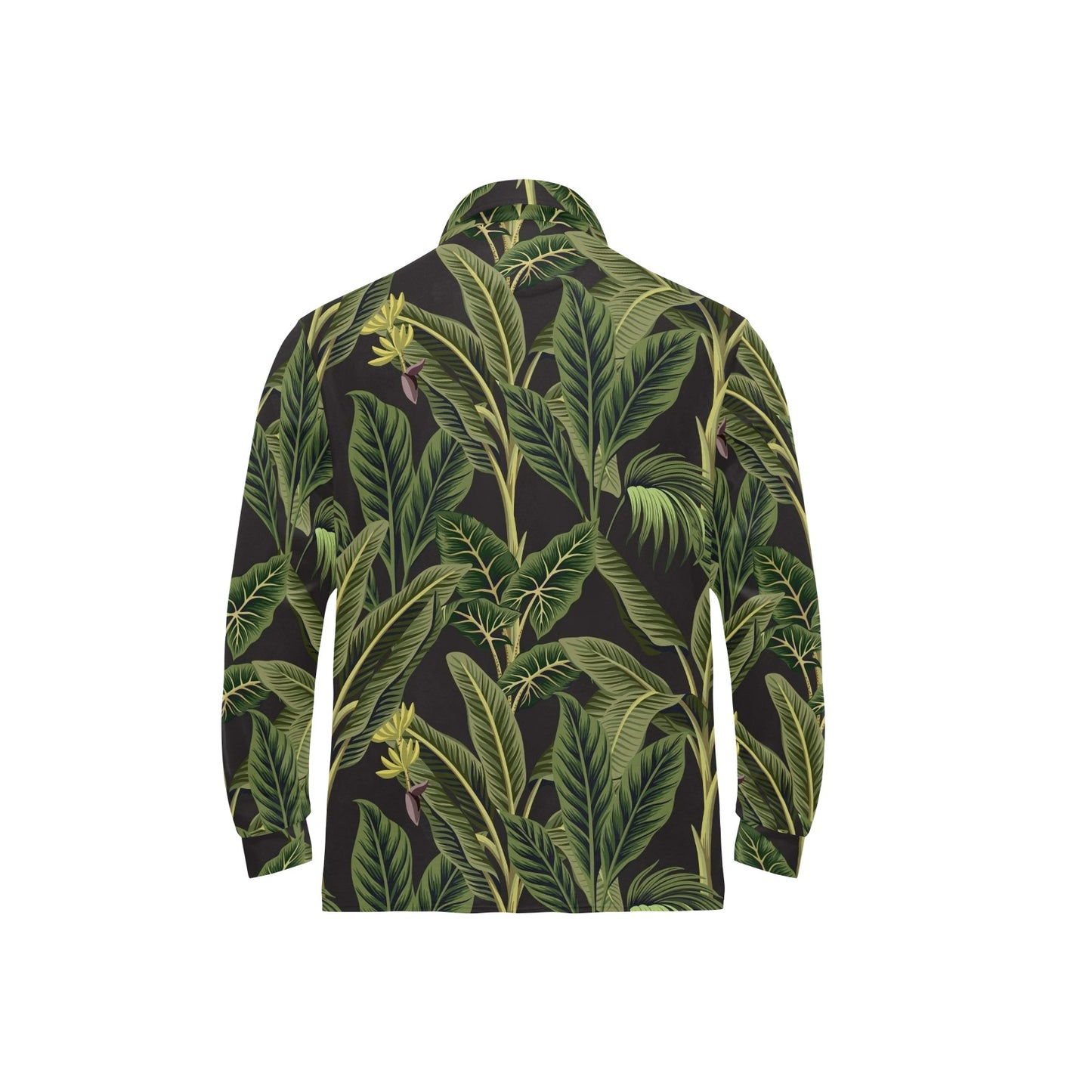 Banana Leaf Pattern Print Design BL04 Long Sleeve Polo Shirt For Men's
