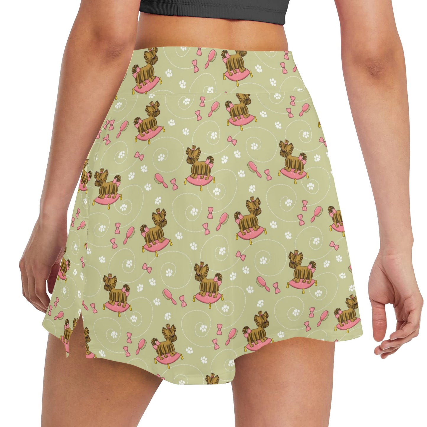 Yorkshire Cute Terriers Print Design LKS301 17" Golf & Pickleball Skort with Pockets