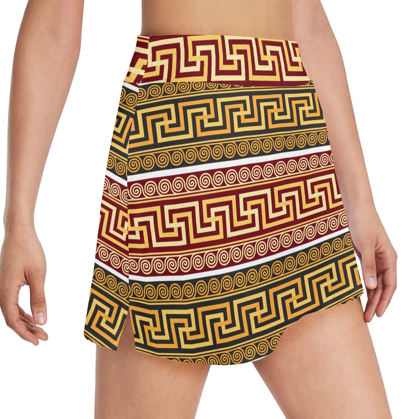 Ancient Greek Pattern Print Design LKS302 17" Golf & Pickleball Skort with Pockets