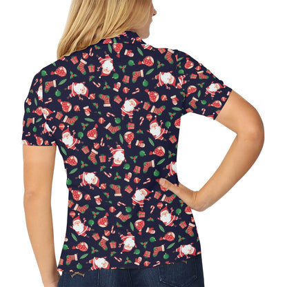 Santa Christmas Themed Print Design LKS304 Women's Polo Shirt